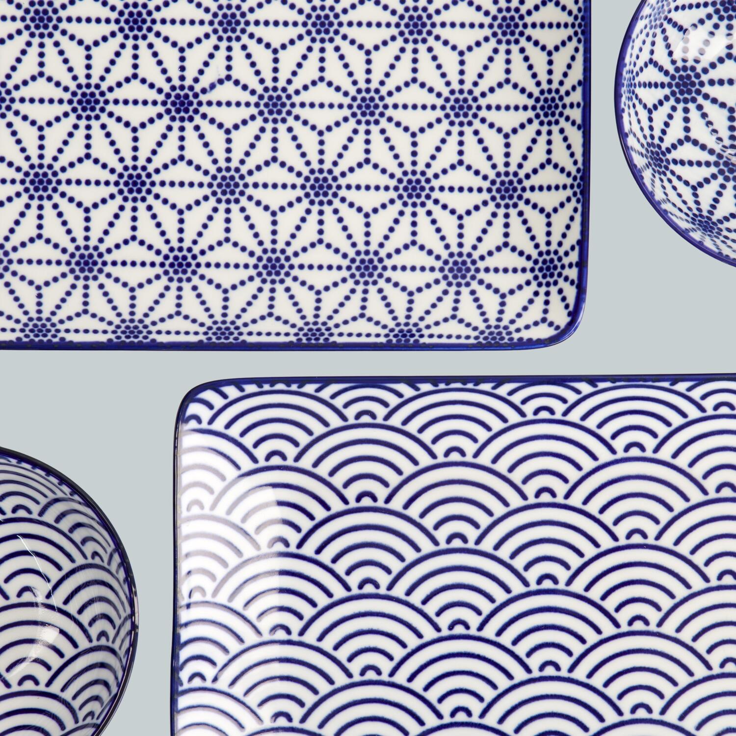 Nippon Blue Sushi sæt, Wave/Star - 6 dele